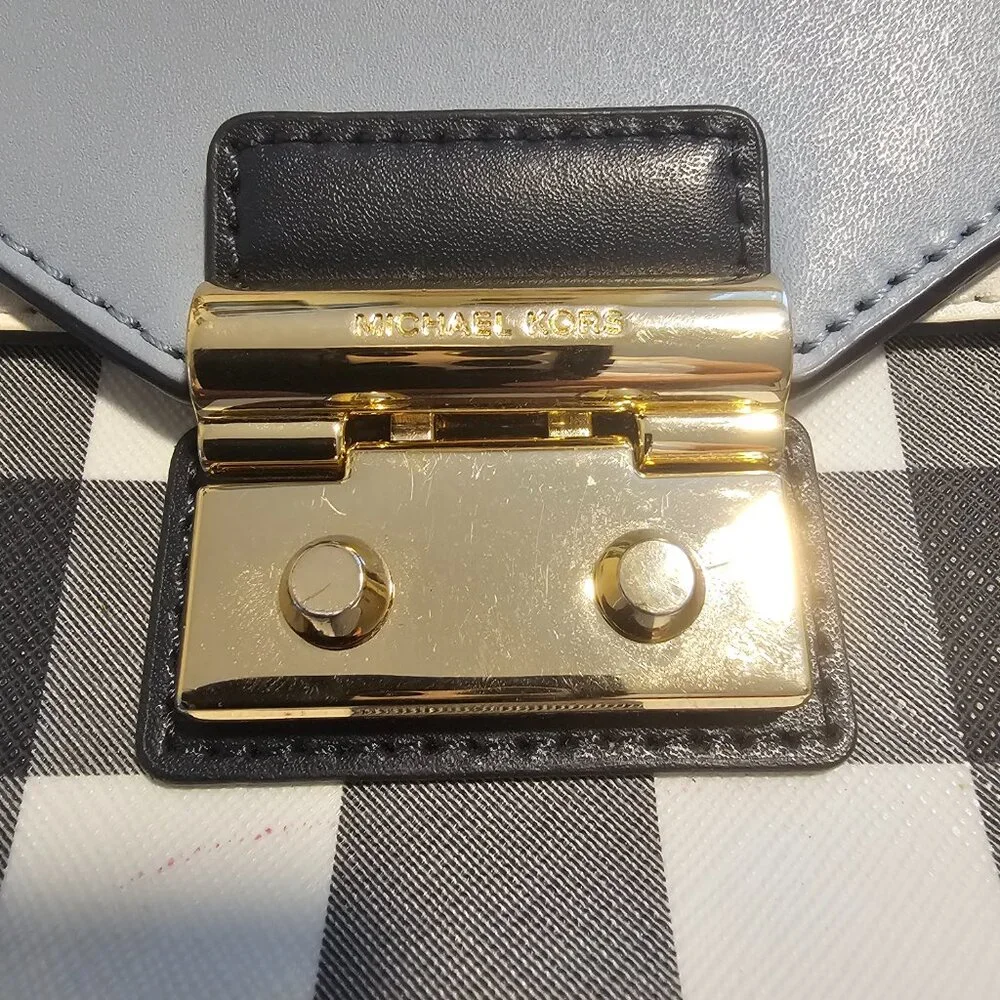 The Michael Kors Gingham Blue Crossbody Bag - Picture 6 of 6